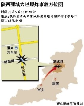 昨日18時(shí)40分左右，一輛由西安開往蒲城的大巴在蒲城縣城發(fā)生爆炸。據(jù)當(dāng)?shù)匦侣劙l(fā)布會(huì)通報(bào)，此次事故導(dǎo)致
