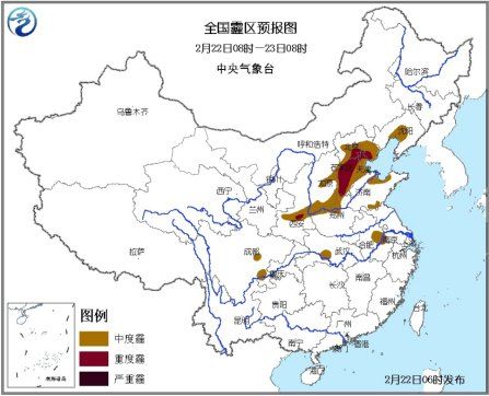 全國霾區(qū)預報圖。