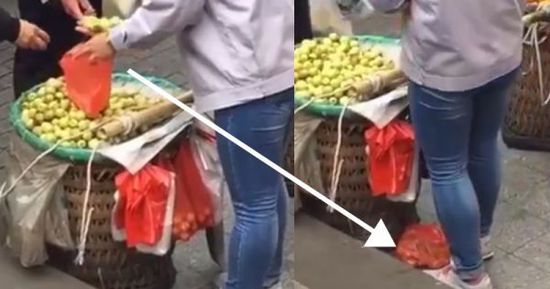 網(wǎng)上流傳的短片顯示，賣棗子棗子的小販以偷龍轉(zhuǎn)鳳的手段把棗子換掉。