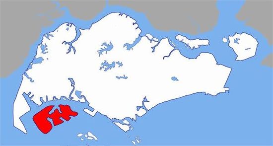 紅色為PX工廠所在裕廊島，與新加坡主城區(qū)距離5公里