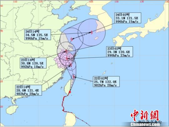 “鳳凰”臺(tái)風(fēng)未來72小時(shí)路徑概率預(yù)報(bào)圖　浙江省氣象臺(tái)提供　攝
