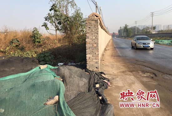 一墻之隔，一邊是道路，一邊是垃圾和荒草，市民質(zhì)疑其為遮羞墻。